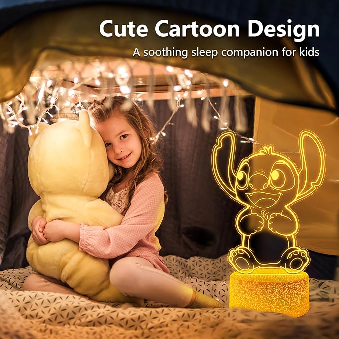 3D Night Light, 16 Colors Change, Dim Control, Party Favors Gifts for Kids | Room Decor Lamp for Kids with Cartoon Design, 3D Illusion LED Light Christmas Birthday Gift for boys
