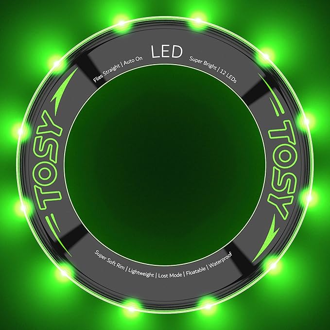 TOSY Flying Ring - 36 RGB Multicolor or 12 Monocolor LEDs, Super Bright, Lost Mode, Auto Light Up, Easter Basket Stuffers Gift for Kid/Teen/Boy/Girl, Safe, Waterproof, Pool/Beach/Camping Toy