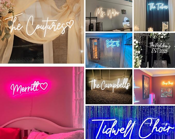 Custom Neon Sign, Neon Sign Customizable for Birthday Wedding Party Gift,Bar Personalized Neon Sign for Wall Decor Length 10inch to 60inch