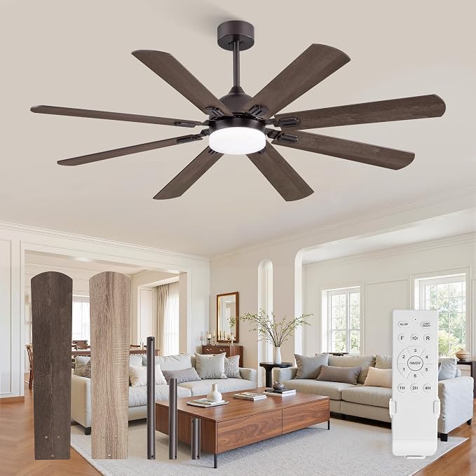 Fanbulous 62 Inch Outdoor Ceiling Fans with Lights,Oil Bronze | Modern,6 Speeds,3CCT,Timer,Remote Control,Quiet Reversible DC motor,Large,8 Double-sided Blades,Easy Installation
