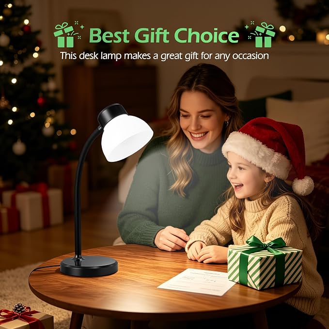 Desk Lamps for Home Office,Small LED Reading Lamp,5000K Eye-Care Desk Light | Desk Lamps for College Dorm, Kids Study Table, Bedroom , Flexible Gooseneck, Compact Small Table Lamp, Space-Saving Design