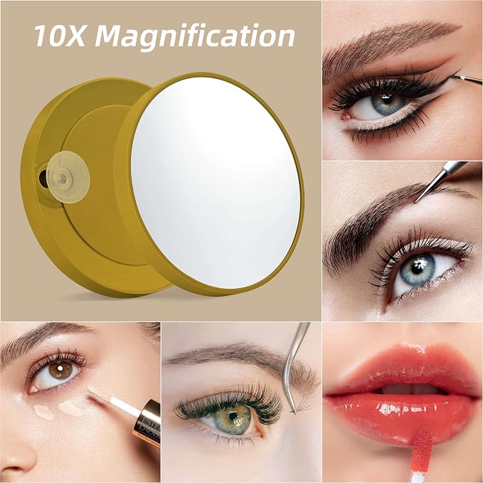 13.1"×16.7" Vanity Mirror with Lights, LED Makeup Mirror | Smart Touch, 3 Dimmable Colors, Memory Function, 10X Magnifying, for Desk, Bedroom, Dorm, Vanity