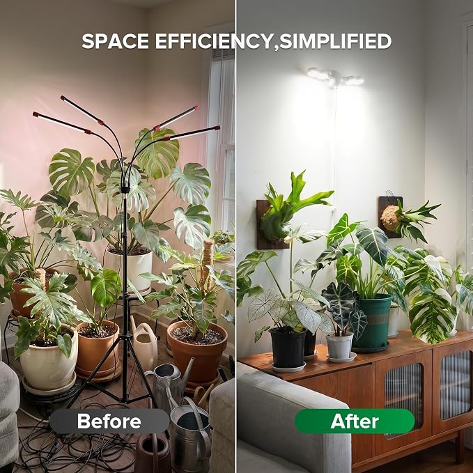 SANSI Wall Mounted Grow Light, 30W Dual Head Full Spectrum with Remote | Programmable Timer, 4-Level Dimmable Brightness, 320° Wide Coverage, 4000K Natural Light, IP54 Waterproof, for Indoor Plants