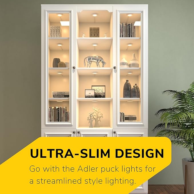 GETINLIGHT 2.75" Under Cabinet LED Puck Lights Kit, Plug-in 12V Set with in-Line Dimmer, 3000K Warm White, Recessed or Surface Mount, ETL Listed, 3-Pack, IN-0102-3-BZ