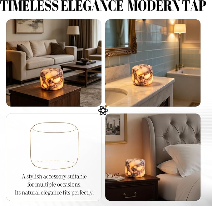 Marmor Marble Lamp Table Lamp Unique Stone Touch Lamp Pat Lamp Type-C 3 Way Bedside Lamp Ambient Light Bedroom Stands Night Light Decorative LED Warm Portable Lamp Rechargeable