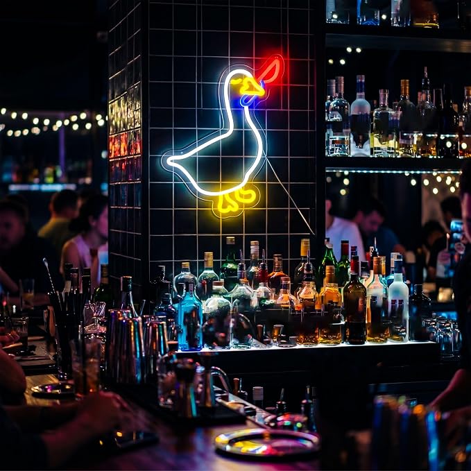 Goose Neon Sign Led Sign Neon Signs for Wall Decor Neon Lights | Goose Led Light Up Sign, White Game Room Decor, Boys Gift, Party, Wall Decor, 5V USB Powered