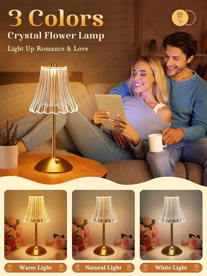 LED Table Lamp, 3200mAh Rechargeable Battery Operated, 30 Lighting Modes Bedside Light for Bedroom, Touch Control Nightstand Lamp, Small for Bedroom and Nightstand