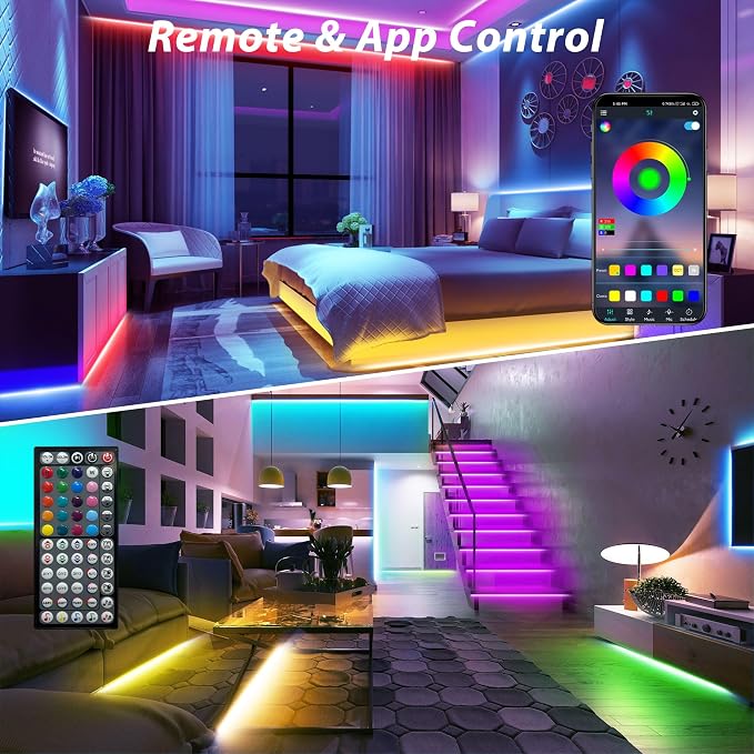 Ledagic Led Lights for Bedroom 190 ft (2 Rolls of 95ft), Led Lights Strip | Color Changing Led Strip Lights with 60 Keys Remote and App Control, Music Sync Led Lights for Room Kitchen Party Home Decor