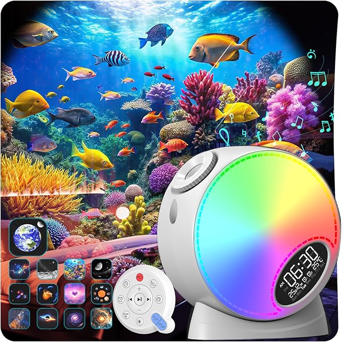 Galaxy Projector Pro for Bedroom,13 in 1 Planetarium Star Projector with Atmosphere Light,Bluetooth Speaker & White Noise,Remote,Timer,Alarm Clock,Space Galaxy Lamp for Kids Gifts Home Decor