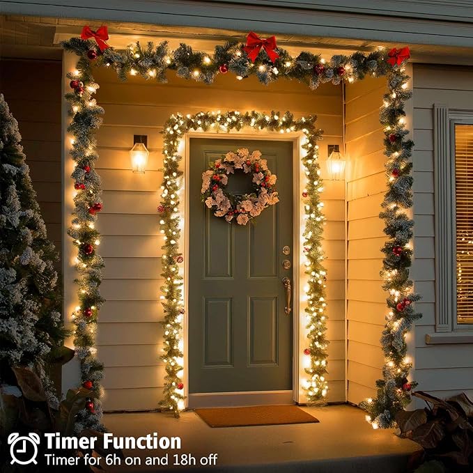 4 Pack Timer Fairy Lights Battery Operated Twinkle Lights with 5 Modes | 16.4Ft 50 LED Silver Copper Wire Battery Wreath Lights for Home Christmas Wedding Indoor Outdoor Decor, Warm White