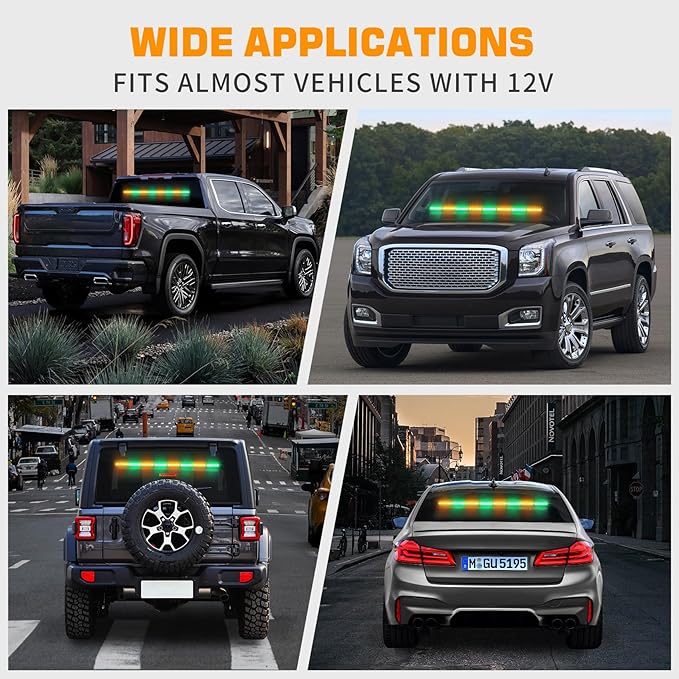 XRIDONSEN 35 inch Amber Green Traffic Advisor Light Bar 48 LED Emergency Strobe Lights Safety Warning Lights Front/Rear Window w/Display Controller for Construction Vehicles plow/Tow Trucks Wreckers