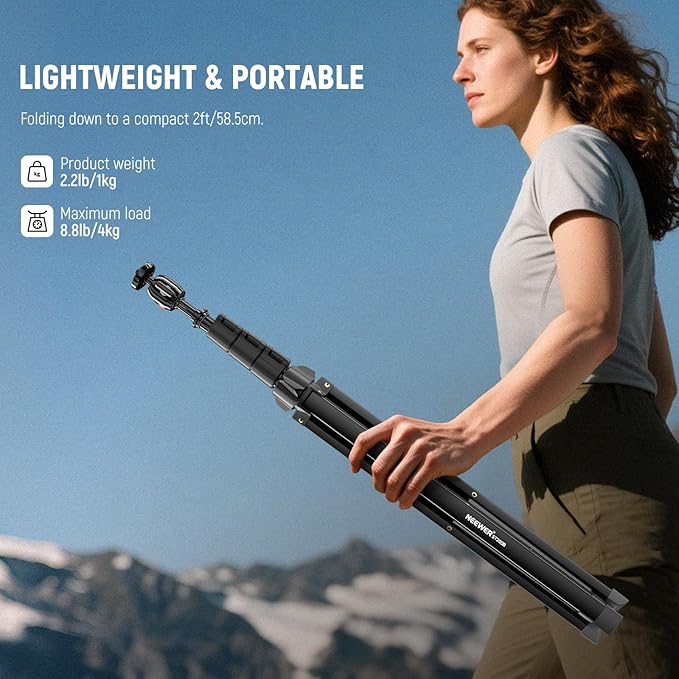 NEEWER Photography Light Stand 1.8-6.6ft/56-200cm with Ball Head 1/4" Screw, Max Load 8.8lb/4kg Aluminum Portable Studio Lighting Tripod, Phone Video Stand for Strobe Light Softbox DSLR Camera, ST200B