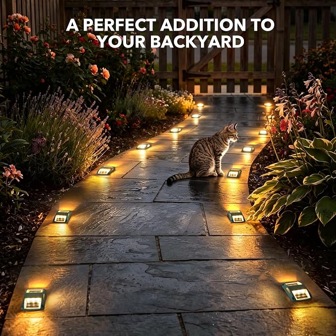 AGPTEK Solar Driveway Light 1 Pack, Outdoor Deck Dock Marine Waterproof | LED Solar Powered Driveway Marker Lights for Warning Step, Sidewalk, Pathway, Garden, Yard (Warm White)
