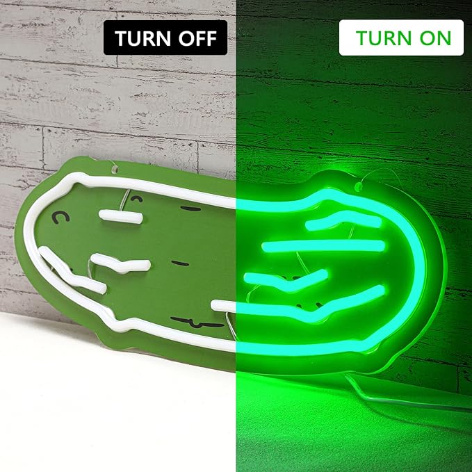 Fun Cucumber Neon Sign Green Cucumber Neon Light for Wall Decor Green LED Light up Bar Signs for Kitchen Bedroom Bar Cafe Restaurant Party Decor Gift, 16 x 6 x 2.36 Inches