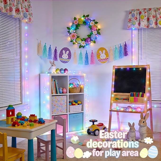JMEXSUSS 2 Pack Pastel Fairy Lights Battery Operated, Total 200 LED 66ft | with Remote, 8 Modes, Easter lights Outdoor Waterproof, Pastel Twinkle String Lights for Xmas Bedroom Indoor Easter Decor