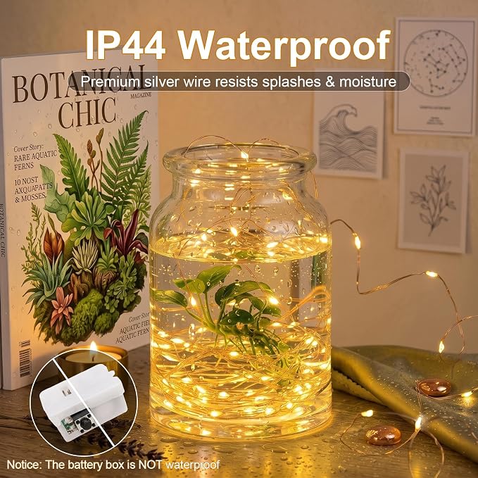 20PACK Fairy Lights Battery Operated with Timer,Mini Fairy Lights | 7FT, 20LED Warm White, Flexible, Copper Wire,Batteries Included, 3 Modes, Twinkle Tiny Lights for Bulk Event, DIY Crafts