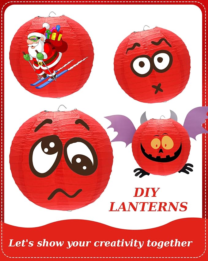 Treela 48 Pcs Paper Lanterns Party Decorations Round,Red