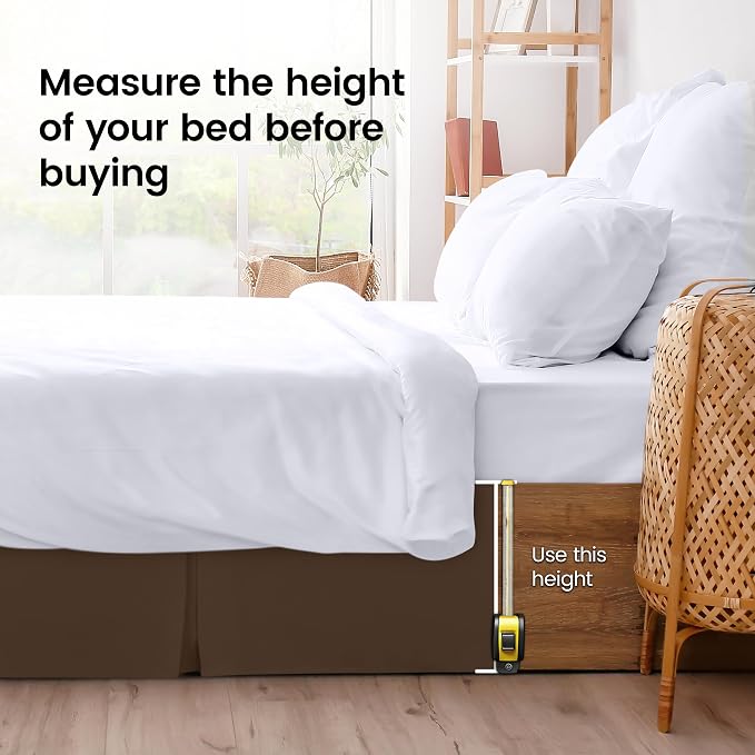 Full Bed Skirt, Hides Under-Bed Storage 16 Inch Drop, Pleated, White | Easy Fit Design, Shrinkage & Fade Resistant, Hotel Style, Microfiber Durable Fabric, Machine Washable