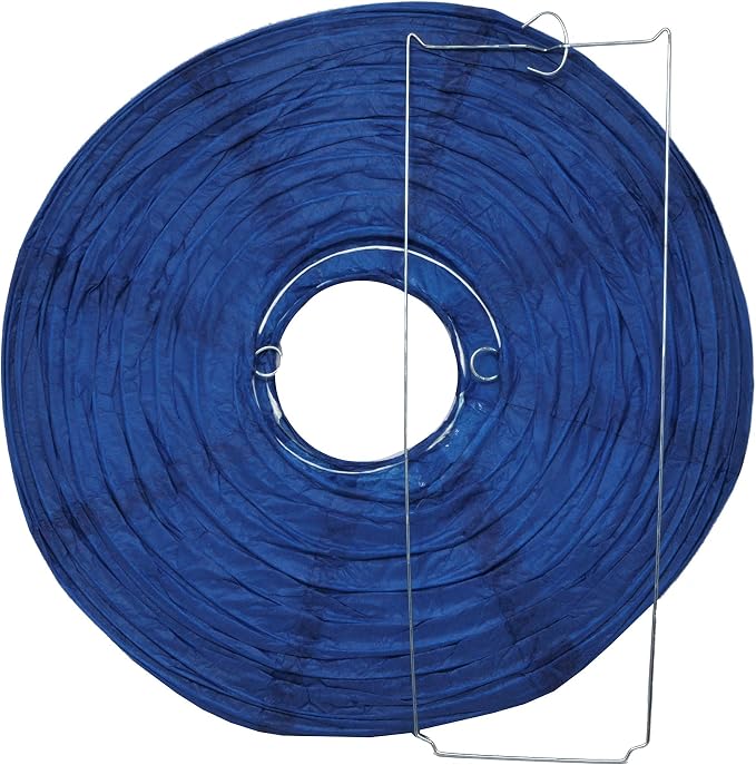 12 Inch Round Chinese Navy Blue Paper Lanterns Hanging Decor | 10 PCs, Reusable, Indoor Outdoor Decorative Lamp Shade, for Ceiling, Wedding, Shower, Party, Festival, Home Decoration