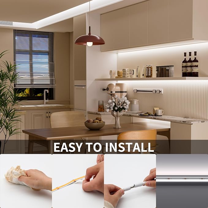 PAUTIX COB LED Strip Light 32.8ft/10m 5040LEDs White 6000K,High Lumen Flexible CRI93+ LED Tape Super Bright DC24V,for Cabinet Home DIY Lighting Projects(Power Supply & Controller Not Included)