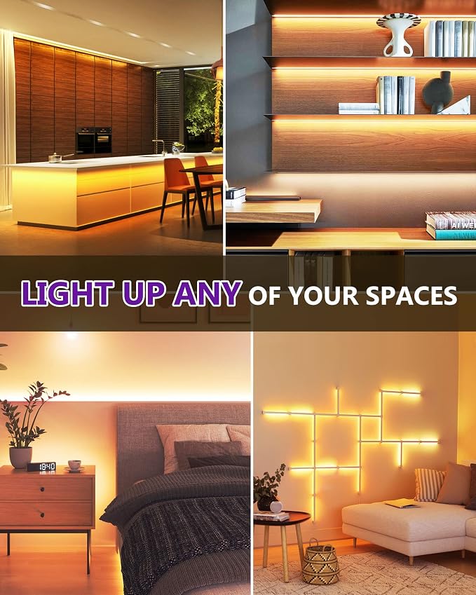 HitLights COB LED Strip Lights Warm White 2700K, 16.4ft 12V Tape, UL Listed | 2640 LEDs, 426 lm/ft, CRI 90+, IP30, High Density, Cuttable, Rope Lighting for Kitchen Cabinets, Power Source Not Included