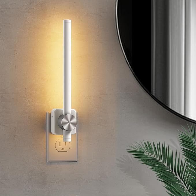 L LOHAS LED Night Light, Night Lights Plug into Wall, Bathroom Night Light | 0-200LM, Dusk to Dawn Sensor 2W Dimmable Nightlights, Soft White 3000K, Modern Nightlight for Adults Mirror Restroom, 1 Pack