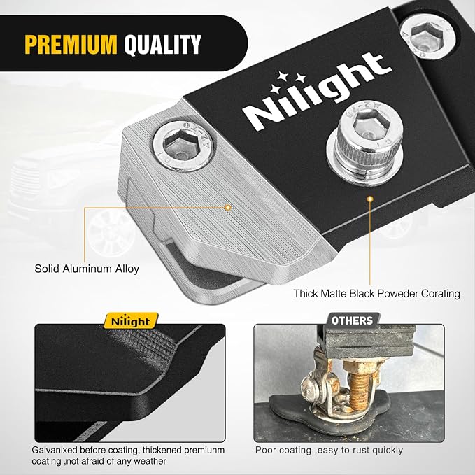 Nilight LED Light Bar Mounting Bracket 2PCS Universal Hood Pods Clamp Black | No Drilling, Adjustable Aluminum Mount Holder, Mount 4x4 Off-Road Fog Work A-Pillar Lamp on Truck SUV Pickup Van