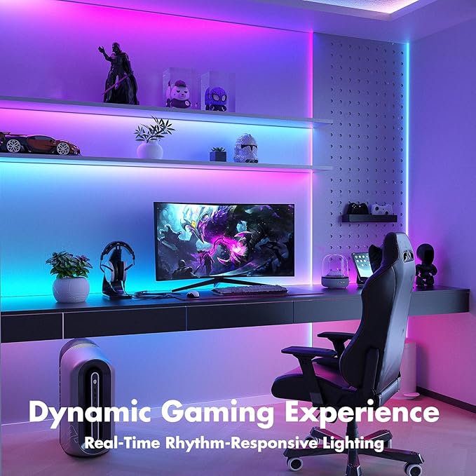 Led Lights for Bedroom 166FT Smart IC+RGB Strip Lights | Music Sync Color Changing, 24Key Remote+App Control Light Strip for BedHead,Underbed,Ceiling,Background Wall(2x83FT)