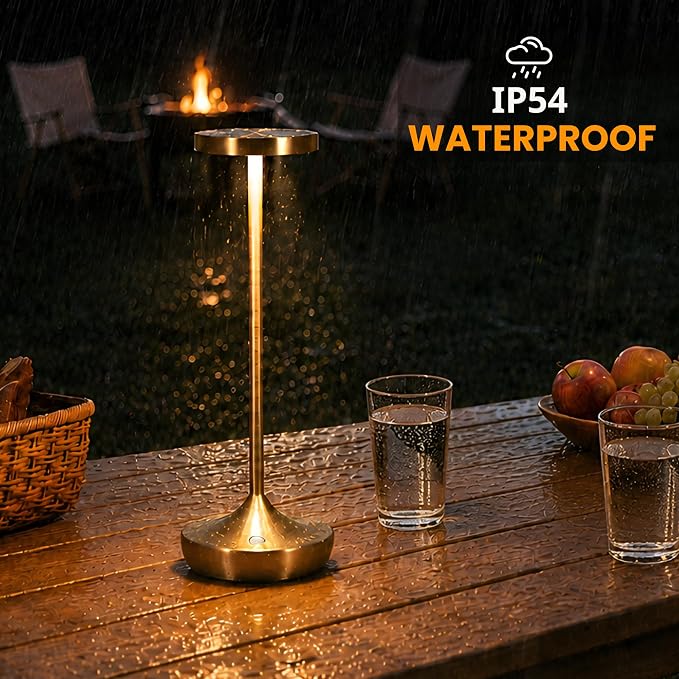 Cordless LED Table Lamps, Rechargeable 6000mAh, 72H Runtime, Waterproof | Stepless Touch Dimming with 3 Color Modes & Memory Function for the Perfect Ambiance at Home, Restaurants & Patios (Bronze)