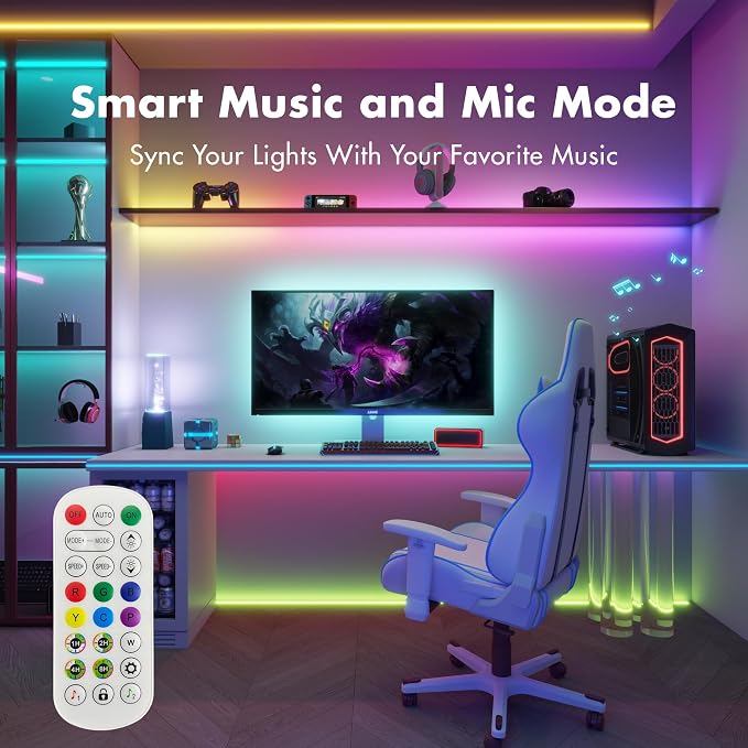 LED Strip Lights,130FT Smart IC RGB WiFi Voice Controlled LED Lights | Segmented DIY Color, Rainbow Chasing, Music Sync, Alexa Google Compatible for Bedroom Decor
