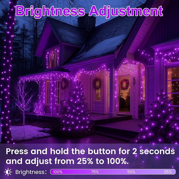 200 LED Connectable String Lights, 66FT Christmas Lights Outdoor Indoor | Purple, 13 Modes, Timer, Clear Wire Waterproof Twinkle Fairy Lights Plug in for Halloween Bedroom Patio Xmas Tree Decor