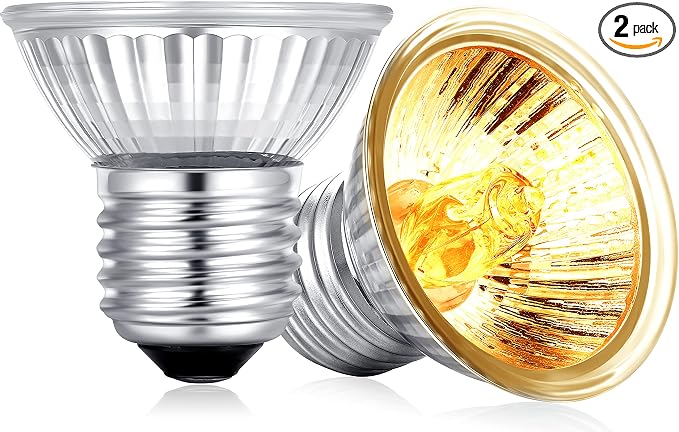 Reptile UV Bulbs, 2 Pack 50W Basking Heat Lamps, Habitat Basking Heat Bulb, UVB Light for Terrariums (E27, 110V)