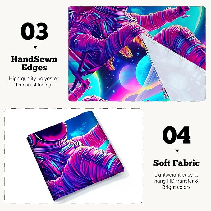 BVBOX Blacklight Space Astronaut Tapestry UV Reactive Galaxy Planet Glow in Dark Tapestries Black Light Poster Neon Wall Hanging Art for bedroom Living Room (Astronaut recliner-3M)