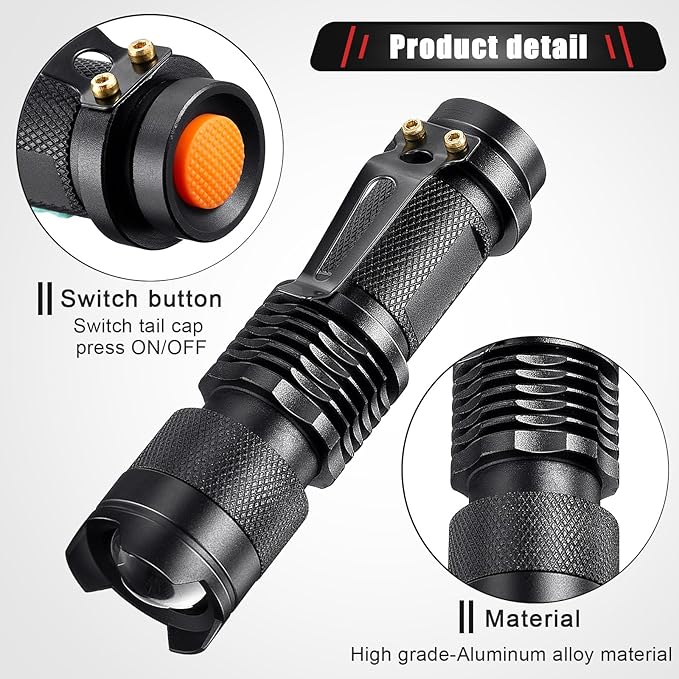 Honoson 16 Pieces Red Light Flashlight LED Single Mode Torch 1 Mode Scalable Red Lens Filter Flashlight for Night Astronomy Aviation Observation Beach Turtle Safe