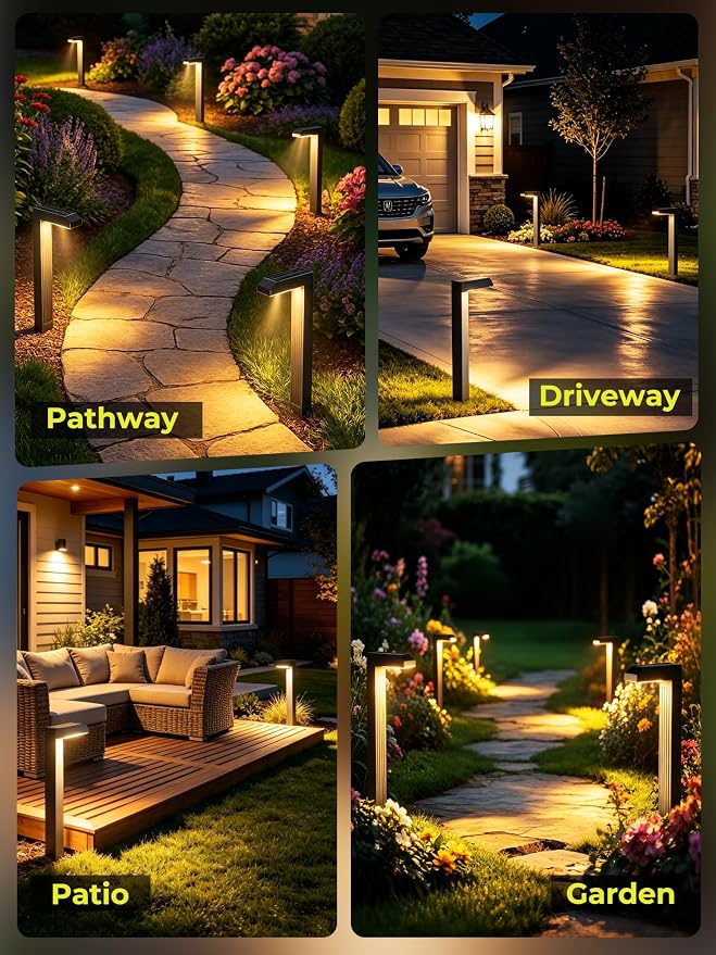 COXSENI Solar Pathway Lights Outdoor,3 Color Temperatures,20 LEDs,6 Pack | Clear Tempered Glass Solar Panel,IP65 Waterproof,Bright Led Landscape Lighting,Yard,Walkway,Driveway,Patio,Lawn,Auto On Off