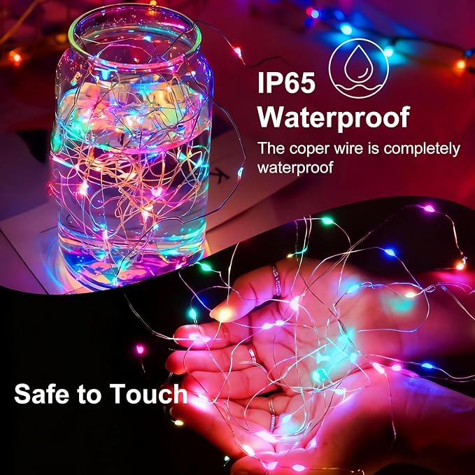 8 Pack Fairy Lights Battery Operated, 7ft 20 LED 3 Modes Speed Twinkle Mini String Lights Waterproof Silver Wire Firefly Starry Lights for Mason Jars Wedding Party Christmas Easter Decorations