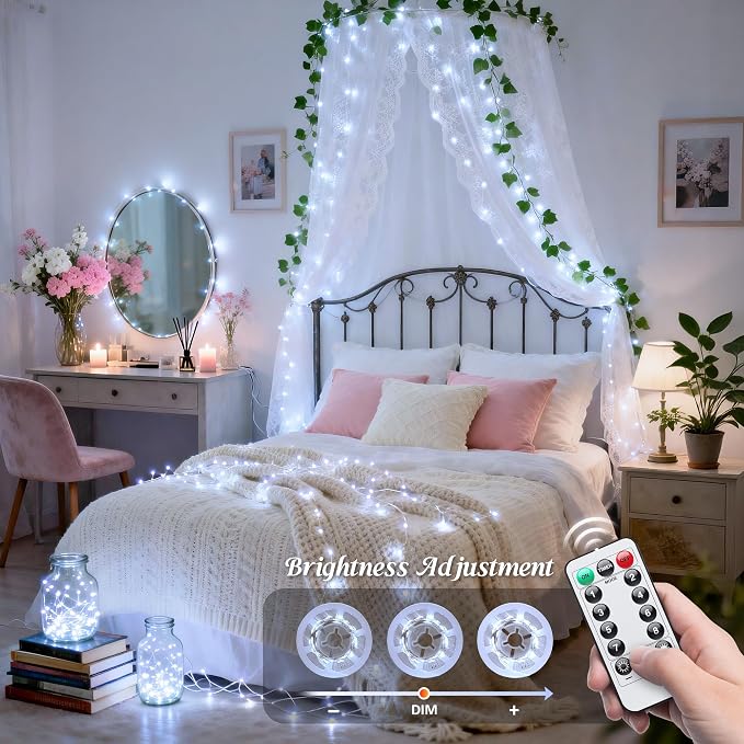 JMEXSUSS USB White Fairy Lights Plug in, 33ft 100 LED Twinkle Lights Indoor | Mini String Lights for Bedroom, Living Room, Classroom, Birthday Party, Wedding, Tree, Christmas Decoration, Remote