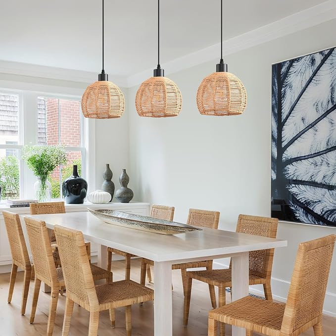 Farmhouse Pendant Light Fixture, Black Pendant Lights for Kitchen Island Industrial Lantern Pendant Light Fixtures with Light Shade, Adjustable Height Hanging Pendant Lighting