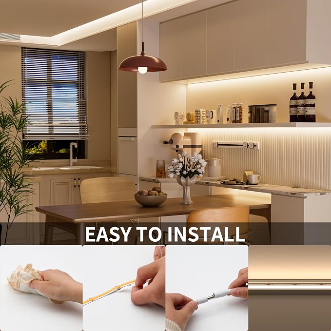PAUTIX COB LED Strip Light 3087LEDs 20ft/6.1m Natural White 4000K,CRI90+ Super Bright High Lumen,Lead-Free Material 24V Flexible LED Tape,for Home&Office DIY Lighting Project(Adapter Not Included)