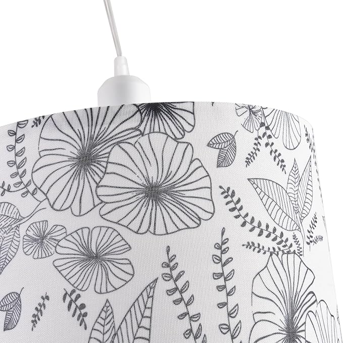2 Pack Plug in Pendant Light, Hanging Light with 15Ft Clear Cord, On/Off Switch, Flower Fabric Lamp Shade, Hanging Light Fixture for Bedroom, Kitchen, Living Room, Dining Table