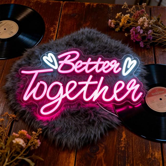 Neon Sign Led Neon Lights Neon Signs for Wall Decor USB Powered Led Neon Signs for Room Decoration (Better Together)
