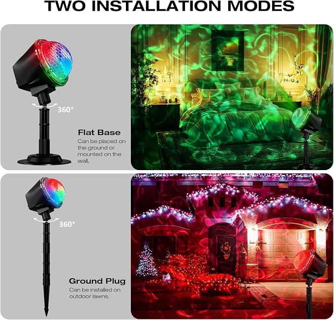 Christmas Ocean Wave Projector Light Outdoor，Halloween Water Effect Lamp | 15 Colors , Remote & Timer, IP65 Weatherproof, Indoor for Yard, House Parties, Holiday,Wedding, Bedroom Ceiling Decor
