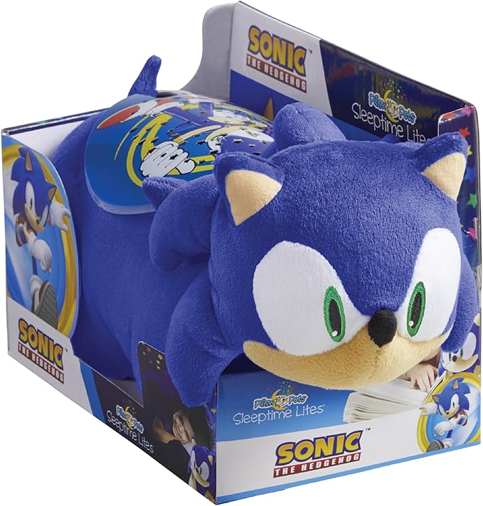 Pillow Pets Sonic Sleeptime Lite - 11" Sonic The Hedgehog Plush Nightlight,Blue