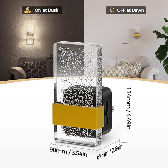 LED Night Lights Plug into Wall, 0-100LM Dimmable Nightlight | Bubble Decorative Night Light, Dusk to Dawn Sensor, Wall Sconce-Style Design Nightlights for Bathroom, Hallway, 5000K