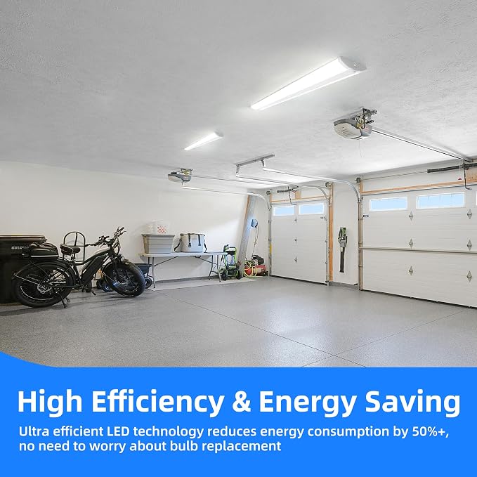hykolity 4FT 6.4''W LED Wraparound Light with 3 Wattages/3 CCT Selectable | 55W-75W, 3000K-5000K, 5500LM-7500LM, No Glare, Flush Mount Ceiling Light for Office Kitchen, Laundry Room, ETL, 4 Pack