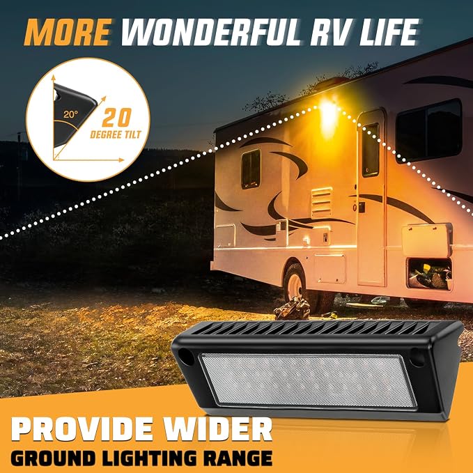 Nilight 2PCS 9 Inch RV Exterior Lights Amber Beam for RV Trailer Camper SUV | 2PCS LED porch scene cargo light, black aluminum housing, 12V 24V waterproof for RVs trailers campers 5th wheels