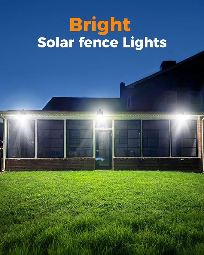 4 Pack Clip On Solar Lights Outdoor,Motion Sensor Outdoor Lights, 72LEDs 600LM Solar Lights with Motion Sensor,Outdoor Solar Lights for Fence,Deck Railing, Gutter,Patio,Garden (6000-6500K)