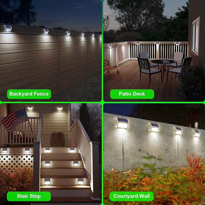 JSOT Solar Powered Lights Ideal for Step, Fence, Deck, Stair-Cool White-12P | Stainless Steel, Waterproof, Automatic Dusk to Dawn, Anti-Rust, Energy Efficient, Perfect for house decor