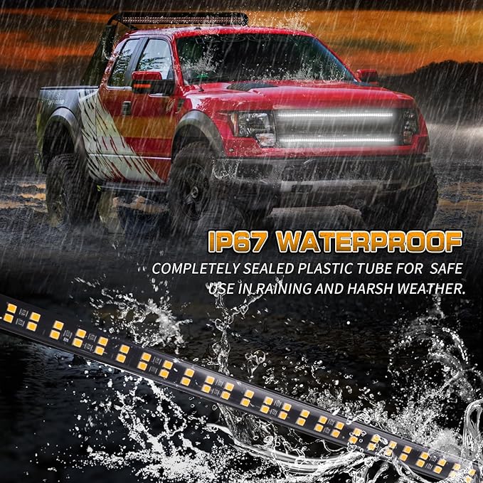 XRIDONSEN 2PCS 30 inch White Grill Strobe Lights Strip 360 LED Truck Grille Lights Exterior Front/Rear Emergency Flashing Warning Hazard Safety Caution Lights for Tow Plow Trucks Construction Vehicles