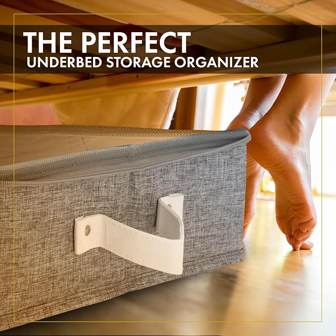 Under Bed Storage, Large 2pc with Lid, Light Gray | Drawer-style pull-out design, Fits blankets, clothes, fabric & shoes, Bins with lids, Bedroom & closet storage